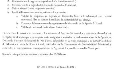 NOTA INFORMATIVA: Acta de consenso de la reunión de Foro de Agenda de Desarrollo Sostenible Municipal