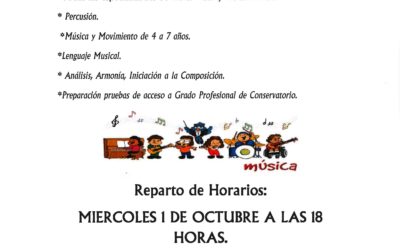 MATRICULACIÓN EN LA ESCUELA MUNICIPAL DE MÚSICA DE DOS TORRES