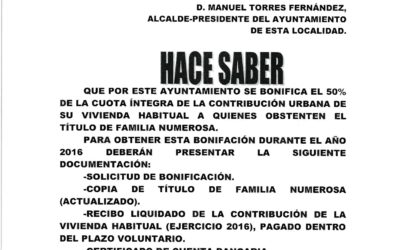 BONIFICACIÓN 50% CONTRIBUCIÓN A FAMILIAS NUMEROSAS